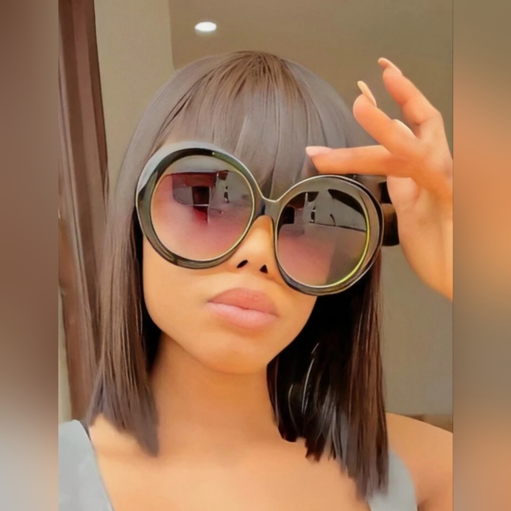 NEW Black and Yellow Oversize Round Fashion Sunglasses